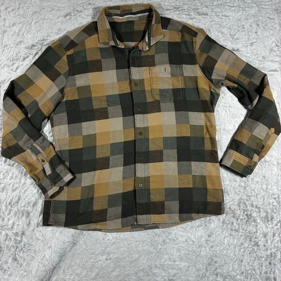 Kuhl Mens Flannel Button Down M Hunter Green Pixelatr Plaid Hiking Outdoors Camp - Picture 1 of 14